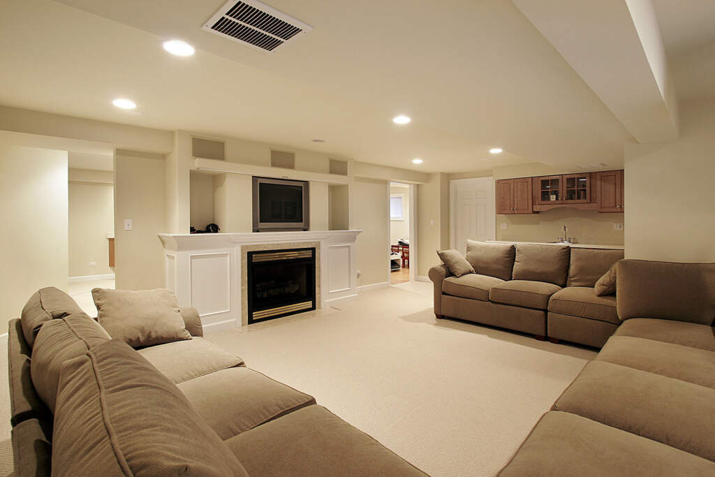 Open Space Basement with Kitchen and Living Room Build and Design by Moose Basements Remodeling King City