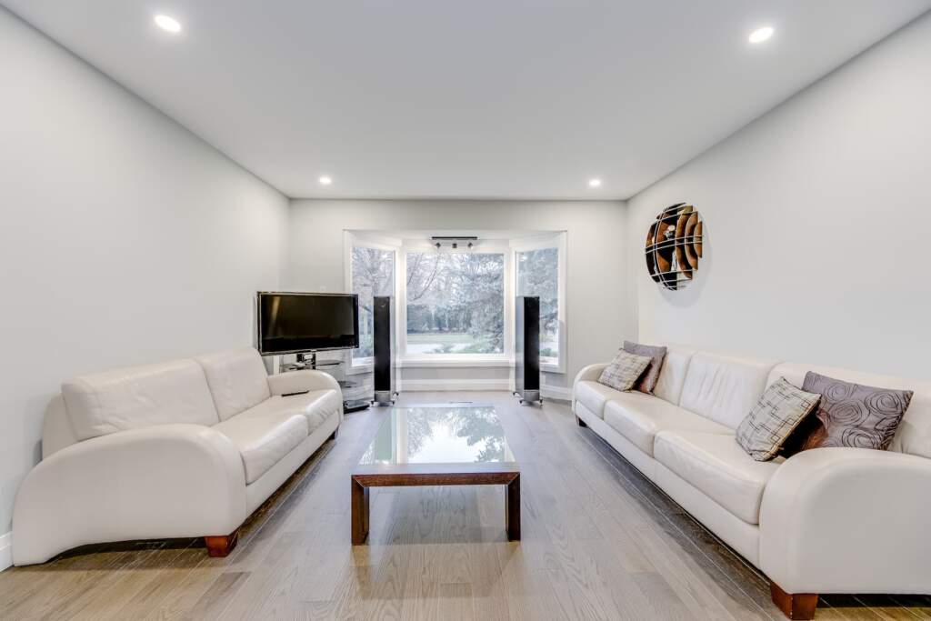 Open concept basement living room renovation