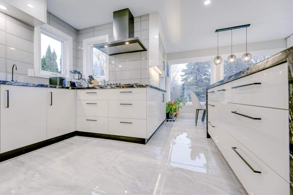 White concept basement kitchen renovation Richmond Hill